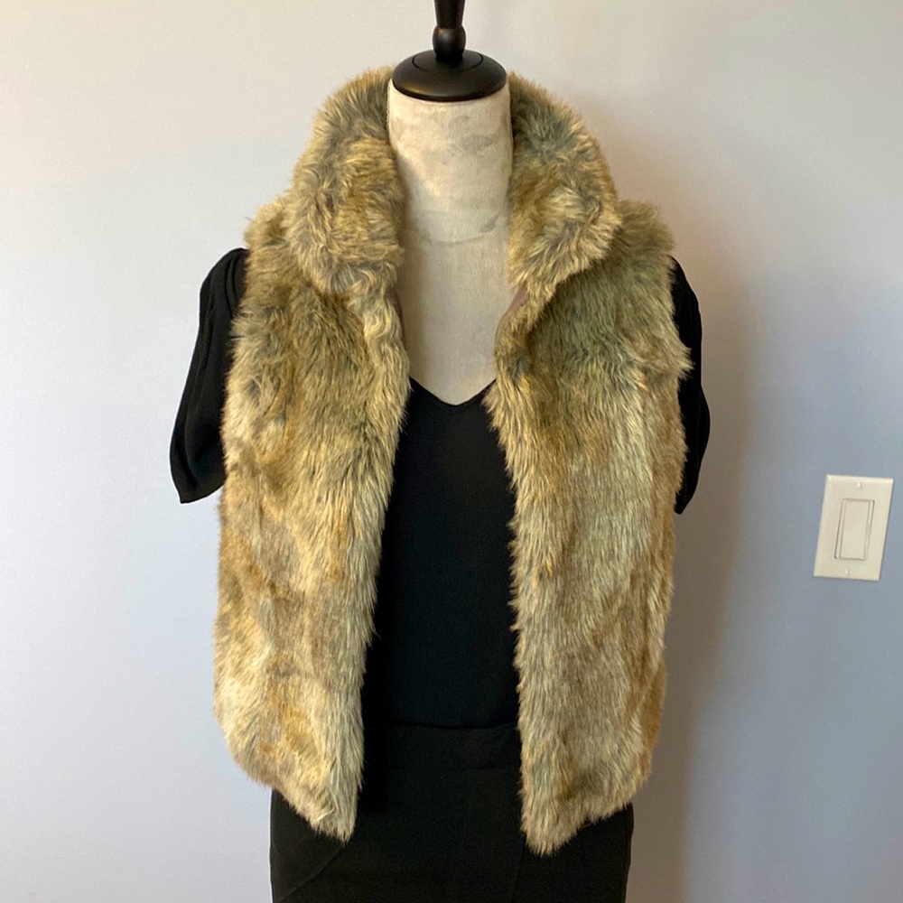 ELLE Brown/Tan Faux Fur Vest